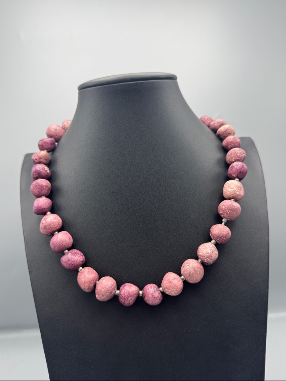 Vintage Pink Rhodonite Beaded Necklace